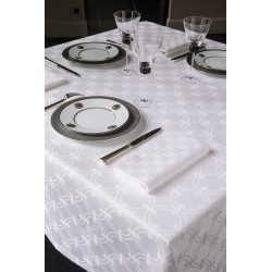 Tissu sur mesure coton Anneaux Blanc en 240cm Le Jacquard Français