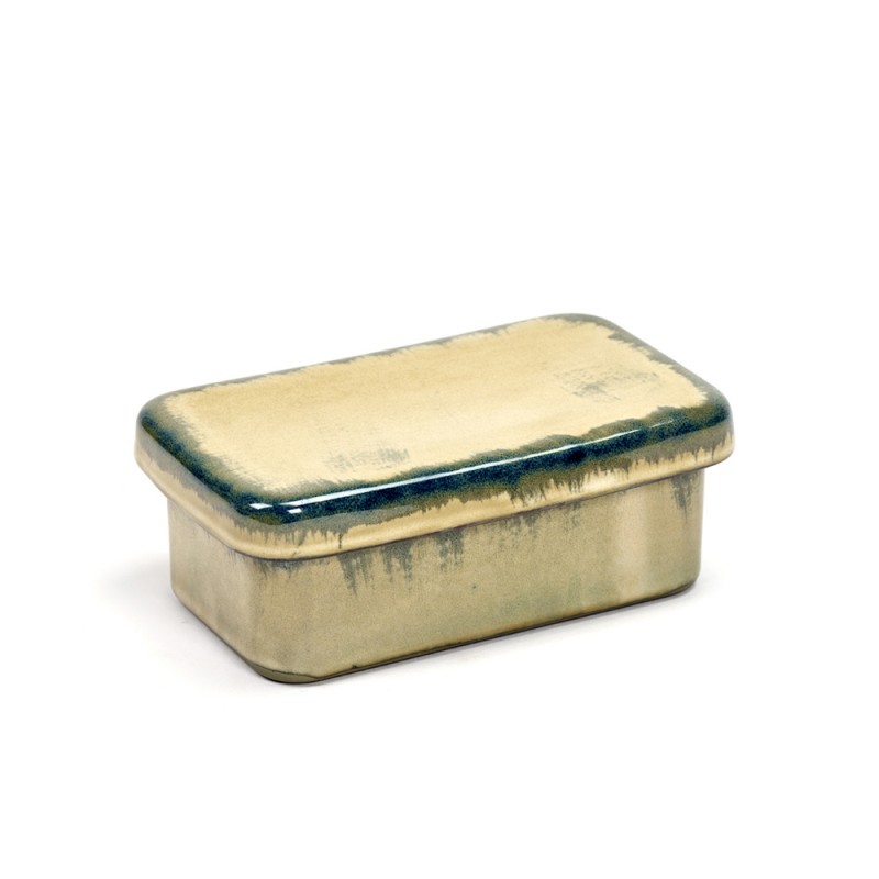 Navaris Beurrier en Céramique - Récipient pour Beurre en Céramique  16x10x7,7cm avec Couvercle en Bambou - Boîte Hermétique - Anneau en  Silicone : : Cuisine et Maison