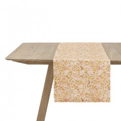 Chemin de table coton et lin imprimé Bohème Beige, Le Jacquard Français