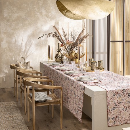 Nappe coton et lin imprimé Campagne Rose, Le Jacquard Français