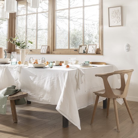 Nappe coton et lin Nuances Blanc, Le Jacquard Français