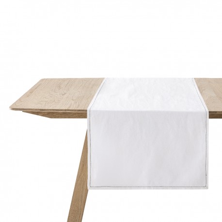 Chemin de table coton et lin Nuances Blanc, Le Jacquard Français