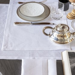 Set de table antitache pur lin Evasion Céleste Blanc pur, Le Jacquard Français