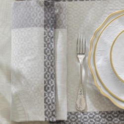 Serviettes de table pur lin Evasion Céleste Carrare, Le Jacquard Français 