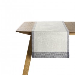 Chemin de table pur lin Evasion Céleste Carrare, Le Jacquard Français