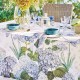 Nappe sur mesure imprimée métis lin/coton Jardin de Bretagne Bleu laize 180cm, Garnier-Thiébaut