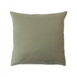 Housses de coussin jacquard coton uni Bastide Kaki, Garnier-Thiébaut 