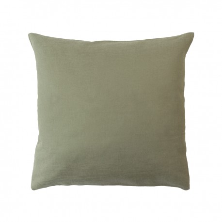 Housses de coussin jacquard coton uni Bastide Kaki, Garnier-Thiébaut 