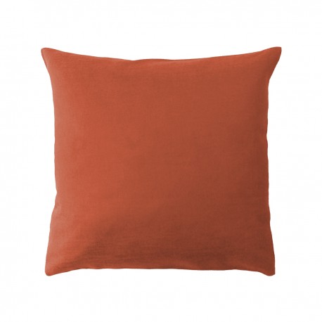 Housses de coussin jacquard coton uni Bastide Sienne, Garnier-Thiébaut 