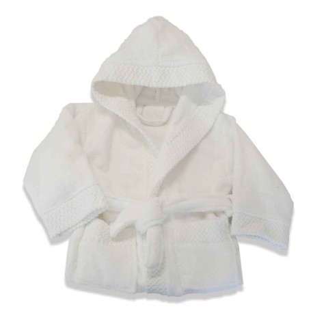 Peignoir de bain enfant à capuche Zéro Twist Blanc, Tradition des Vosges