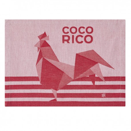 Sets de table coton antitache Coco-Rico Rouge, Le Jacquard Français