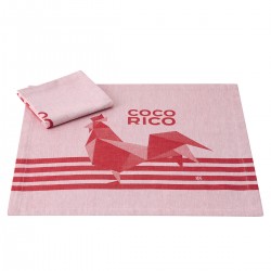 Serviettes de table Coco-Rico Rouge, Le Jacquard Français 