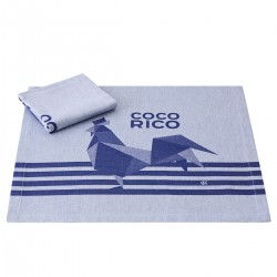 Serviettes de table Coco-Rico Bleu, Le Jacquard Français 