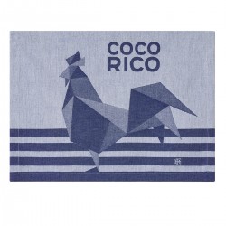 Sets de table coton antitache Coco-Rico Bleu, Le Jacquard Français