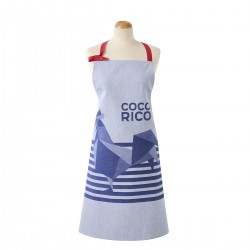 Tablier de cuisine coton Coco-Rico Bleu, Le Jacquard Français