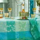 Nappe enduite sur mesure Mille Feuillages Turquoise laize 180cm, Garnier-Thiébaut