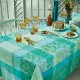 Nappe enduite sur mesure Mille Feuillages Turquoise laize 180cm, Garnier-Thiébaut