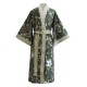 Kimono long imprimée en satin de coton 120 fils/cm² Gardenias Mousse