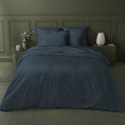 Garnier-Thiébaut - Housse de couette unie en satin de coton 120 fils/cm² Ava Bleu Nuit