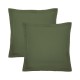 Taies carrées unies en percale de coton 90 fils/cm² Olana Kaki