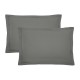 Taies rectangles unies en percale de coton 90 fils/cm² Olana Acier