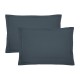 Taies rectangles unies en percale de coton 90 fils/cm² Olana Bleu