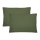 Taies rectangles unies en percale de coton 90 fils/cm² Olana Kaki