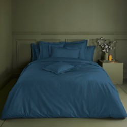 Garnier-Thiébaut - Housse de couette unie en percale de coton 90 fils/cm² Olana Océan