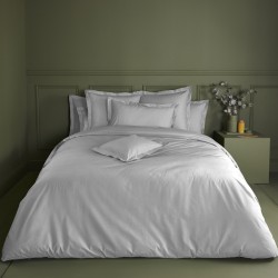 Garnier-Thiébaut - Housse de couette unie en percale de coton 90 fils/cm² Olana Platine