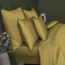 Garnier-Thiébaut - Tissu uni en satin de coton 120 fils/cm² Ava Curry - Laize 268cm